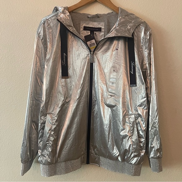 Tommy Hilfiger Silver Windbreaker Hooded Jacket - Picture 2 of 11